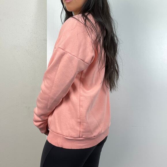 Adidas Size S Fleece Pullover Sweatshirt Pink - Picture 4 of 12